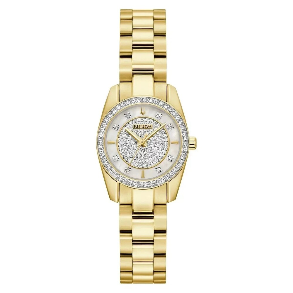 Bulova Classic Gold Tone Stainless Steel Crystal Ladies Watch- Model 98L315 NWT